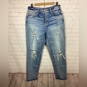 Edgely High Rise Mom Jeans Women Size 16 Denim Distressed Button Fly